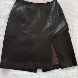 The J. Peterman genuine leather skirt with front side slit and back slit
